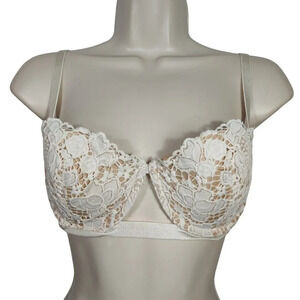Victorias Secret Very Sexy Lined Balconnet Bra Women Size 34D Tan Lace MultiWay